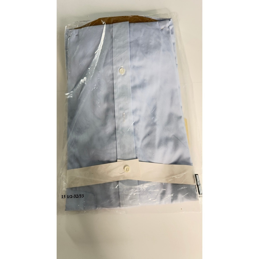 Arrow Dress Shirt Mens 15.5 32/33 Blue New Wrinkle Free Broadcloth Long Sleeve